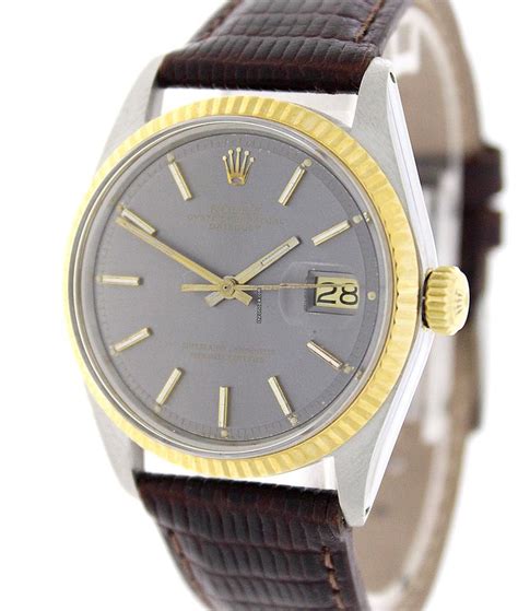 rolex oyster perpetual date just mit lederarmband und brilianten